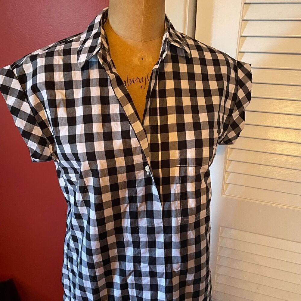 J CREW | black & white checkerboard sleeveless mini dress PXS - Picture 2 of 7